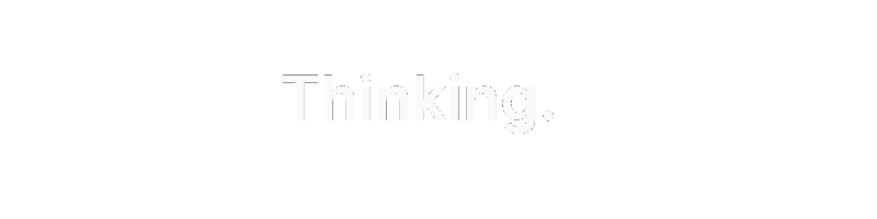 Light text GIF showing Thinking with cycling dots, transparent.